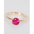Кольцо с корундом красным (рубин синтетический), "1 камень"