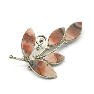 Брошь агат переливт "Веточка" 50*33мм., м1