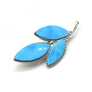 Брошь бирюза (имитация) "Ветка" 44*21мм. (иск.)