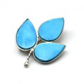 Брошь бирюза (имитация) "Веточка" малая 34*25мм. (иск.)