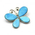 Брошь бирюза (имитация) "Бабочка" 33*27мм. (иск.)