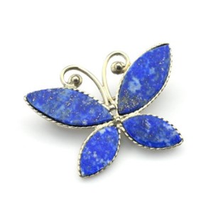 Брошь лазурит " Мотылёк " 34*24мм.