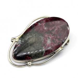 Брошь цоизит (нат.) 50*33мм.