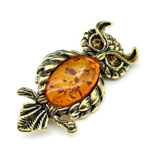 Брошь-кулон с янтарем в бронзе "Сова" 27*55мм коньячный (иск.) Брошь-кулон с янтарем в бронзе "Сова" 27*55мм коньячный (иск.)