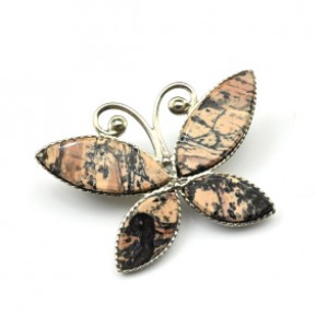 Брошь яшма уральская "Бабочка" 35*24мм