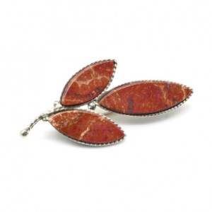 Брошь яшма "Веточка" 43*22мм.