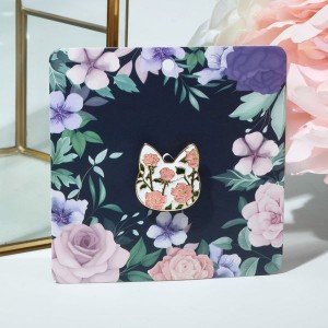 Брошь "Кошечка" цветочный узор, цветная, цвет золотистый