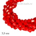 Бусина хрустальная биконус 3,5 мм непрозрачная спелая рябина нить ок. 40 см/100 штук Бусина хрустальная биконус 3,5 мм непрозрачная спелая рябина нить ок. 40 см/100 штук
