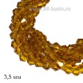 Бусина хрустальная биконус 3,5 мм прозрачный медовый нить ок. 37 см/125 штук Бусина хрустальная биконус 3,5 мм прозрачный медовый нить ок. 37 см/125 штук
