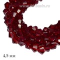 Бусина хрустальная биконус 4,5 мм прозрачный темно-рубиновый нить ок. 36 см/95 штук Бусина хрустальная биконус 4,5 мм прозрачный темно-рубиновый нить ок. 36 см/95 штук