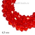 Бусина хрустальная биконус 4,5 мм прозрачный красный нить ок. 34 см/90 штук Бусина хрустальная биконус 4,5 мм прозрачный красный нить ок. 34 см/90 штук