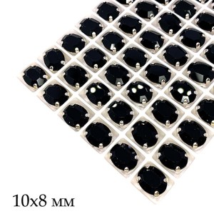 Стразы Овал Премиум 10*8 мм черный/серебристый (Jet/silver) 1 штука Стразы Овал Премиум 10*8 мм черный/серебристый (Jet/silver) 1 штука