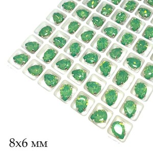 Стразы Капля Премиум 8*6 мм тихоокеанский опал/серебристый (Pacific opal/silver) 1 штука