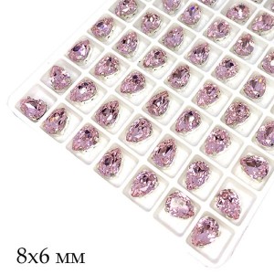 Стразы Капля Премиум 8*6 мм розовый/серебристый (Rose/silver) 1 штука Стразы Капля Премиум 8*6 мм розовый/серебристый (Rose/silver) 1 штука