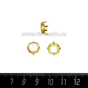 Оправа для страз латунная Квадрат 10*10 мм, цвет Золото, 1 штука