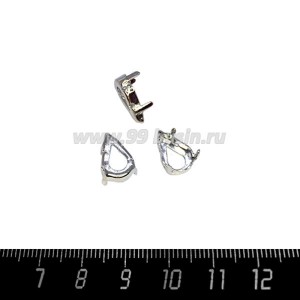 Оправа для страз латунная Капля 13*8 мм, цвет Никель, 1 штука