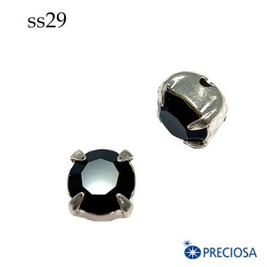 Шатоны в оправе PRECIOSA MAXIMA ss29 (6.3 мм), цвет Jet/оправа silver, 1 штука, Чехия