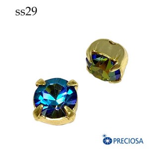 Шатоны в оправе PRECIOSA MAXIMA ss29 (6.3 мм), цвет Bermuda Blue/gold, 1 штука, Чехия Шатоны в оправе PRECIOSA MAXIMA ss29 (6.3 мм), цвет Bermuda Blue/gold, 1 штука, Чехия