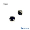 Шатоны PRECIOSA пришивные хрустальные, размер ss-16 (4 мм), цвет Dark Indigo/silver, 12 (!) штук/упаковка, Чехия