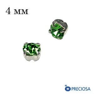 Шатоны PRECIOSA пришивные хрустальные, размер ss-16 (4 мм), цвет Peridot/silver 12 штук/упаковка, Чехия