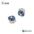 Шатоны в оправе PRECIOSA MAXIMA ss-12 (3 мм), цвет Light Sapphire/silver, 12 штук/упаковка, Чехия