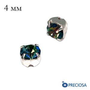 Шатоны в оправе PRECIOSA MAXIMA ss-16 (4 мм), цвет Bermuda Blue/silver, 12 штук/упаковка, Чехия