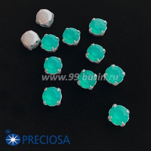 Шатоны (стразы) PRECIOSA MAXIMA пришивные хрустальные МАТОВЫЕ, размер ss-39 (8,4 мм), цвет Blue Zircon/оправа Silver 1штука, Чехия