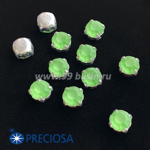 Шатоны (стразы) PRECIOSA MAXIMA пришивные хрустальные МАТОВЫЕ, размер ss-39 (8,4 мм), цвет Peridot/оправа Silver 1штука, Чехия