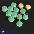 Шатоны (стразы) PRECIOSA MAXIMA пришивные хрустальные МАТОВЫЕ, размер ss-39 (8,4 мм), цвет Emerald/оправа Gold 1штука, Чехия