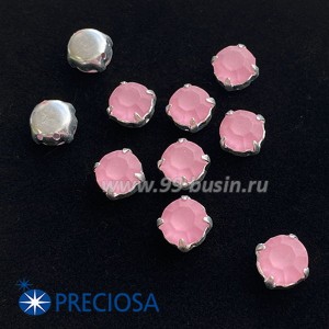 Шатоны (стразы) PRECIOSA MAXIMA пришивные хрустальные МАТОВЫЕ, размер ss-39 (8,4 мм), цвет Light Rose/оправа Silver 1 штука, Чехия