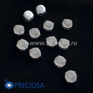 Шатоны (стразы) PRECIOSA MAXIMA пришивные хрустальные МАТОВЫЕ, размер ss-39 (8,4 мм), цвет Black Diamond/оправа Silver 1штука, Чехия