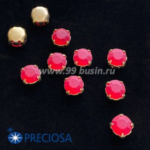 Шатоны (стразы) PRECIOSA MAXIMA пришивные хрустальные МАТОВЫЕ, размер ss-39 (8,4 мм), цвет Light Siam/оправа Gold 1 штука, Чехия