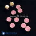Шатоны (стразы) PRECIOSA MAXIMA пришивные хрустальные МАТОВЫЕ, размер ss-39 (8,4 мм), цвет Light Rose/оправа Gold 1 штука, Чехия