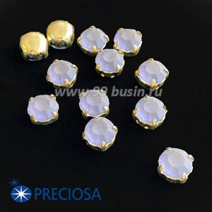 Шатоны (стразы) PRECIOSA MAXIMA пришивные хрустальные МАТОВЫЕ, размер ss-39 (8,4 мм), цвет Tanzanite/оправа Gold 1штука, Чехия