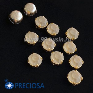 Шатоны (стразы) PRECIOSA MAXIMA пришивные хрустальные МАТОВЫЕ, размер ss-39 (8,4 мм), цвет Black Diamond/оправа Gold 1штука, Чехия