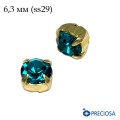Шатоны в оправе PRECIOSA MAXIMA ss-29 (6,3 мм), цвет Blue Zircon/gold 1штука, Чехия