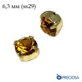 Шатоны в оправе PRECIOSA MAXIMA ss-29 (6,3 мм), цвет Topaz/gold 1штука, Чехия