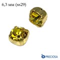 Шатоны в оправе PRECIOSA MAXIMA ss-29 (6,3 мм), цвет Light Topaz/gold 1штука, Чехия