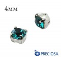 Шатоны в оправе PRECIOSA MAXIMA ss-16 (4 мм), цвет Blue Zircon/silver, 12 штук/упаковка, Чехия