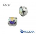 Шатоны PRECIOSA пришивные хрустальные, размер ss-16 (4 мм), цвет Crystal AB/silver, 10 штук/упаковка, Чехия