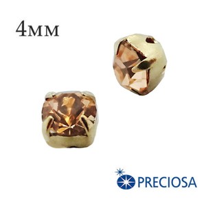 Шатоны в оправе PRECIOSA MAXIMA ss-16 (4 мм), цвет Light Peach/gold, 12 штук/упаковка, Чехия