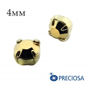 Шатоны PRECIOSA пришивные хрустальные, размер ss-16 (4 мм), цвет Crystal Aurum/gold, 12 штук(!)/упаковка, Чехия