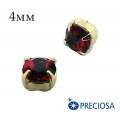 Шатоны в оправе PRECIOSA MAXIMA ss-16 (4 мм), цвет Ruby/gold, 12 штук/упаковка, Чехия