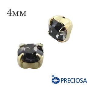 Шатоны в оправе PRECIOSA MAXIMA ss-16 (4 мм), цвет Night Fall/gold, 12 штук/упаковка, Чехия