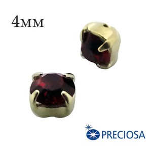 Шатоны в оправе PRECIOSA MAXIMA ss-16 (4 мм), цвет Siam/gold, 12 штук/упаковка, Чехия