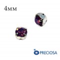 Шатоны PRECIOSA пришивные хрустальные, размер ss-16 (4 мм), цвет Amethyst Opal/silver, 12 (!) штук/упаковка, Чехия
