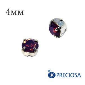 Шатоны PRECIOSA пришивные хрустальные, размер ss-16 (4 мм), цвет Amethyst Opal/silver, 12 (!) штук/упаковка, Чехия