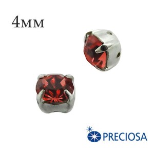 Шатоны в оправе PRECIOSA MAXIMA ss-16 (4 мм), цвет Padparadscha/silver, 12 штук/упаковка, Чехия