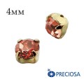 Шатоны PRECIOSA пришивные хрустальные, размер ss-16 (4 мм), цвет Apricot/gold, 12 штук(!)/упаковка, Чехия