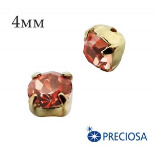 Шатоны PRECIOSA пришивные хрустальные, размер ss-16 (4 мм), цвет Apricot/gold, 12 штук(!)/упаковка, Чехия